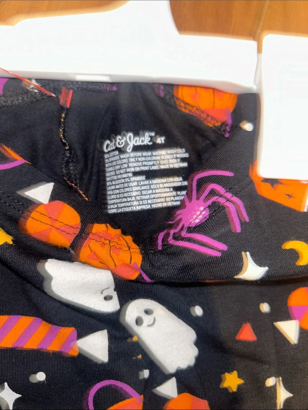 Cat & Jack Black Halloween Print Leggings with Orange & Purple Accents